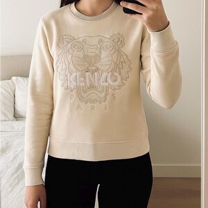 Kenzo Womens Small Beige Tiger Embroidered Sweatshirt
